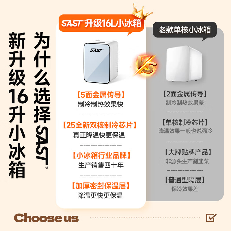 Xianke car mini refrigerator for home rental, dormitory, breast milk office, small refrigerated refrigerated freezer, heating and cooling box, super cost-effective, dual-purpose for car and home - 16L dual-core cooling and heating丨Magnetic door for outdoor travel