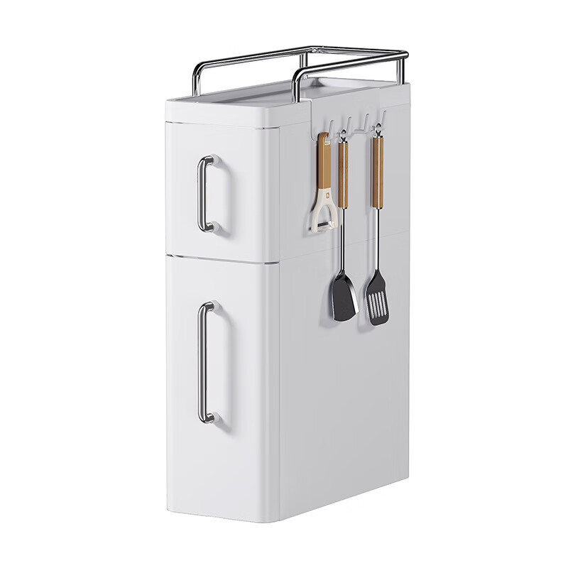 Japanese kitchen condiment storage rack pull-out condiment storage box oil salt sauce vinegar countertop storage rack white-3-layer sandwich storage cabinet