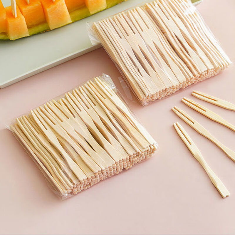 Kaximu disposable fruit forks, fruit picks, cake forks, snacks, desserts, children's household picks, bamboo fruit forks, boxed, bamboo made, 100 pieces