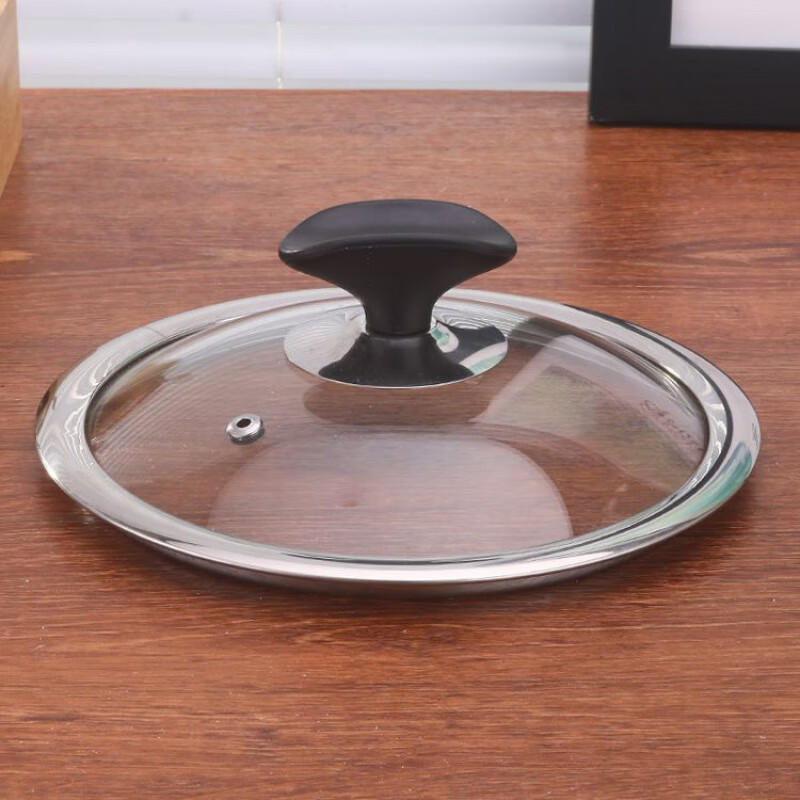 GIOIO pot lid tempered glass pot lid household high temperature resistant round transparent small pot lid stainless steel cooking pot universal 24T type + steel (inner diameter 23.8 cm) 24cm