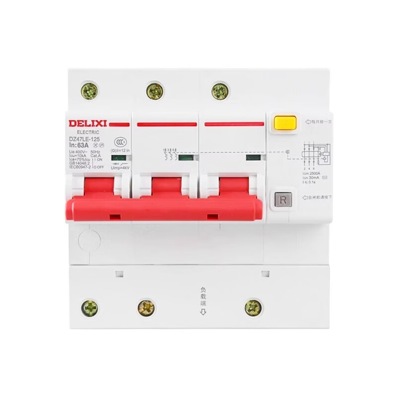 Delixi high current D-type air switch with leakage protection 80A/100A/125A high power circuit breaker for industrial use high current leakage protector 100A 2P