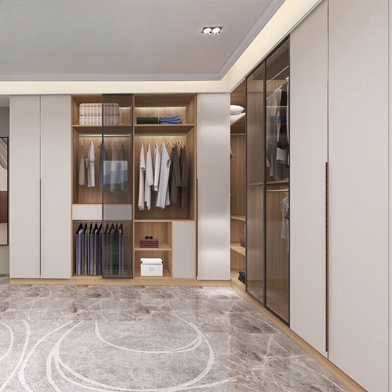 Hualeji Whole House Customized Wardrobe Simple Modern Walk-in Cloakroom Bedroom Wardrobe Solid Wood Furniture Factory Customized Assembly 1 Square Meter Daya/Lushuihe Solid Wood Particle Board ENF Grade