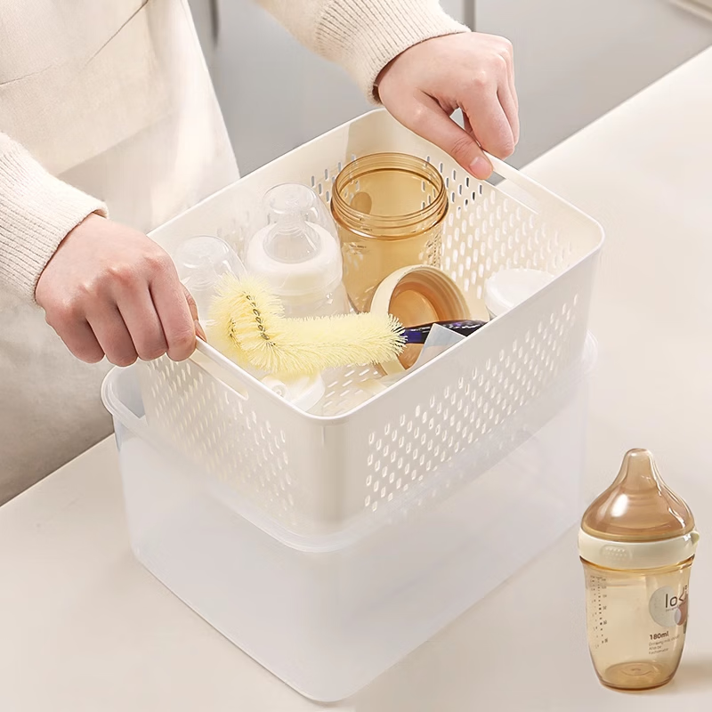 He Jiagong special basin for scalding and washing milk bottles, baby food-grade drain storage box, breast pump, pacifier, tableware cleaning and disinfection, large size - 6.2 liters - 1