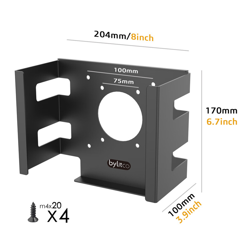 Meiyizhi Mac Studio wall-mounted/under-desk dual-use metal storage rack bracket to save space, padded and scratch-resistant steel plate material