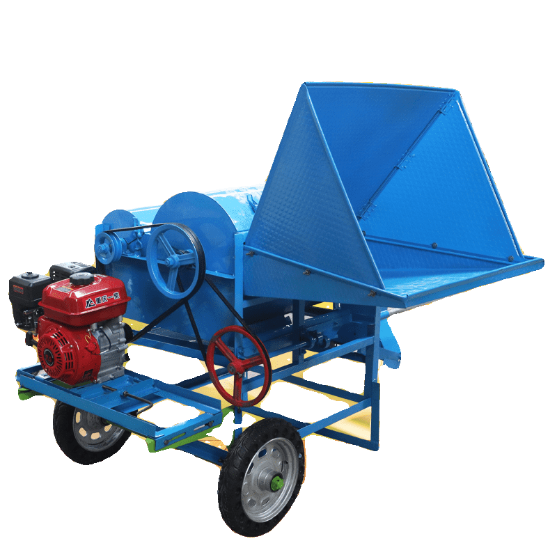 Ni Zhier double-drum rapeseed thresher, large-diameter full-feed rapeseed machine, sorghum machine, soybean and wheat new type, new double-drum threshing machine + motor + wheel)
