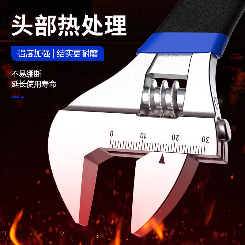 Jingxi Selection Adjustable Wrench Universal Multifunctional Adjustable Wrench Tools Collection Large Open Wrench Genuine Industrial Grade Rubber-Coated Anti-Slip Adjustable Wrench 8 Inch