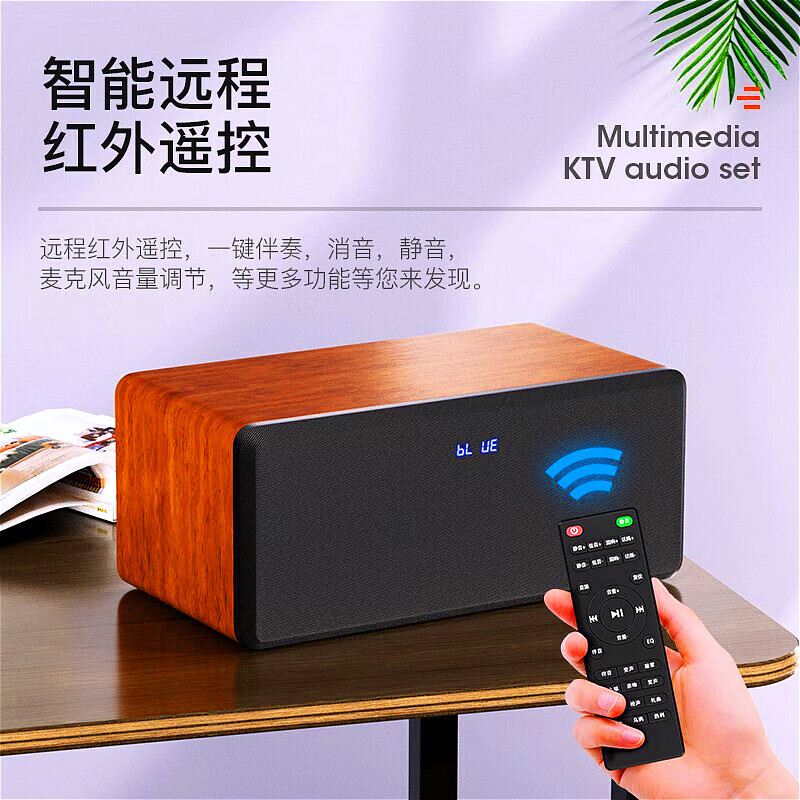 Leiden (OHAYO) S10 home ktv singing complete equipment audio set karaoke machine can be connected to the TV to practice singing small karaoke machine karaoke machine home household high-power singing speaker standard version peach wood grain 60W free double microphone official standard same day/next day delivery