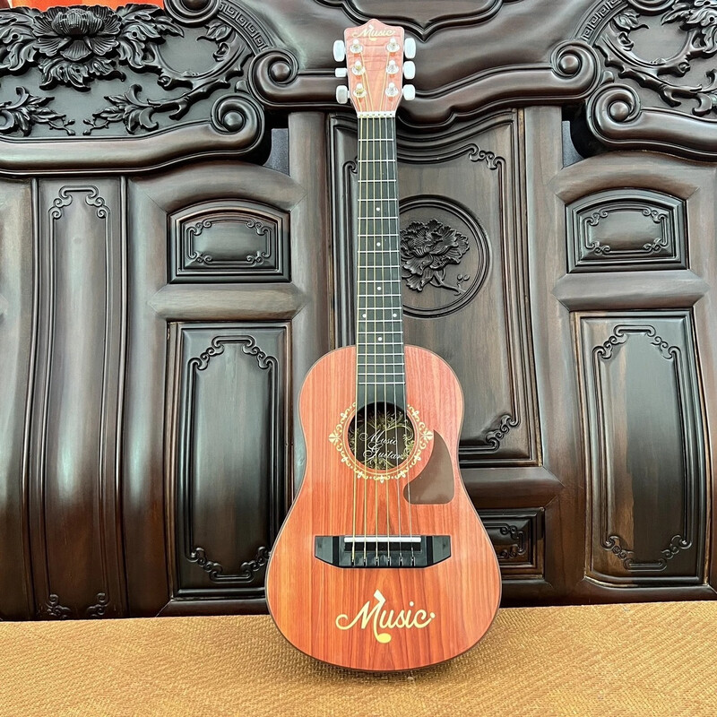 SCURU Beginner Ukulele Entry-level Guitar Beginner Simulation Children's Toy Internet celebrity junior high school students can play the instrument 69 cm 6-wire guitar piano string imitation wood color