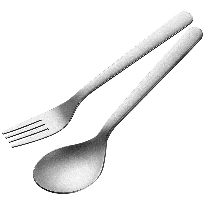 HUYO pure titanium spoon household food-grade eating spoon thickened one-piece dinner spoon and fork set high-end tableware soup spoon Healthy pure titanium-thickened dinner fork