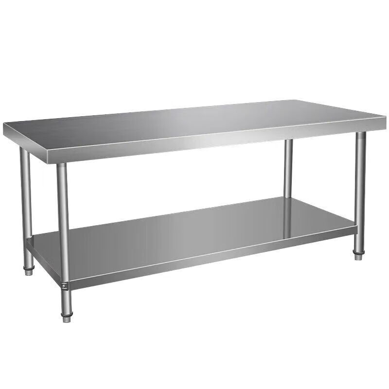 Extra thick stainless steel workbench, kitchen workbench, multifunctional vegetable cutting table, commercial baking and loading table, packing table, 1.0 thick, three layers (extra thick and durable), length 150, width 60, height 80cm