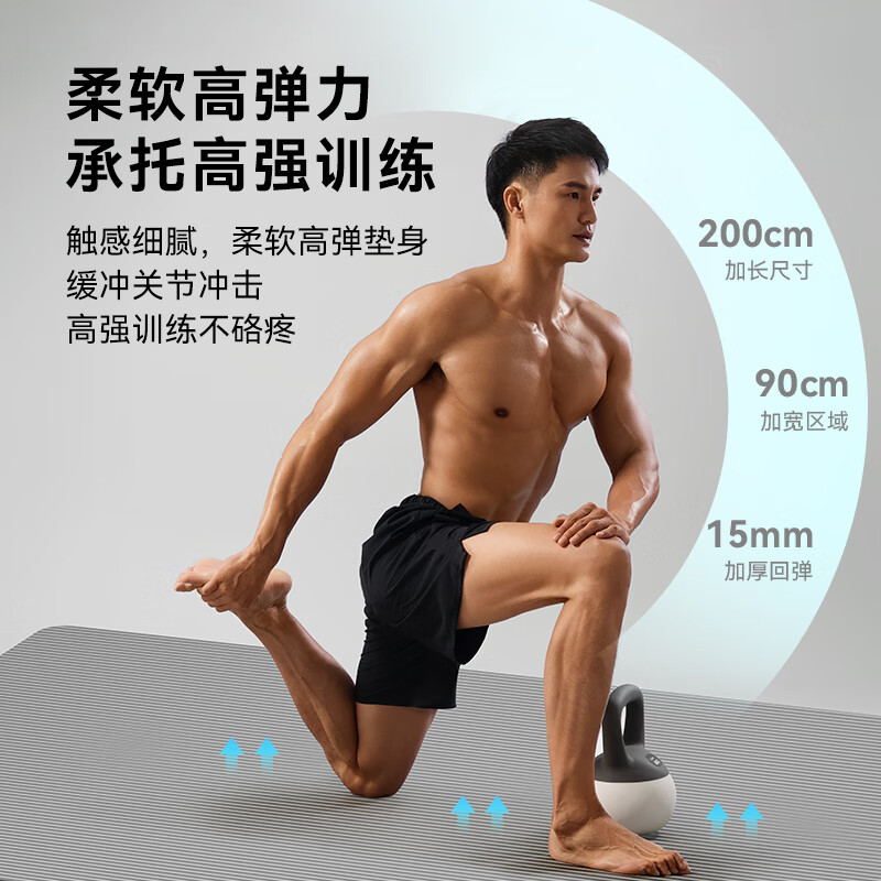 Made in Tokyo, yoga mat, fitness mat, men's non-slip professional yoga mat, sports thickened and lengthened 2 meters, shock-absorbing, soundproofing, aerobics mat gray