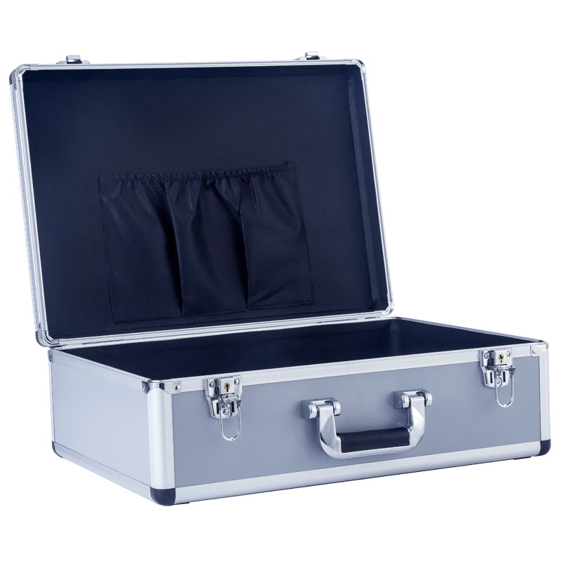 MDUG aluminum alloy suitcase aluminum box tool box sponge shockproof instrument protective box display box cash storage box custom 320 small round gray board box + buckle lock