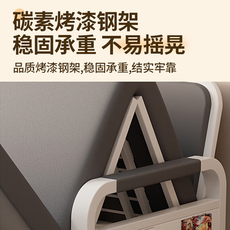 Kui Zhu Ran Yun Folding Sofa Bed All-in-One Small Apartment Retractable Bed Balcony Multi-Function Bed Cat Scratch Leather Living Room Folding Bed Space Gray + Black Frame 0.82m Storage Type 7cm Sponge