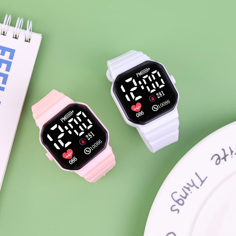 Hot-selling cool student party Korean version forest sports love square LED electronic watch ins junior high school student female J31 black