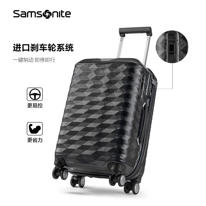 Samsonite high-value suitcase, sturdy, durable, large-capacity, fashionable suitcase, trolley suitcase, suitcase DX4, dark gray 20 inches