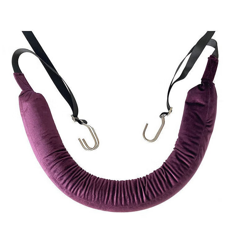 Kaooseen Lumbar Traction Belt for Lumbar Disc Herniation, Waist Stretch, Horizontal Bar Assistor, Spinal Correct Suspension Belt, Purple - With Pull Ring, Built-in Environmentally Friendly Buckwheat Shell (Horizontal Bar Not Included)