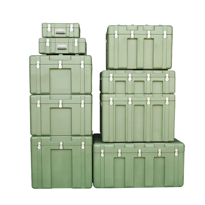 Funwudou customized rotational molding box camping army green multi-functional turnover box rotational molding box storage box equipment equipment box sealed transfer medium rotational molding box 800*600*185 mm