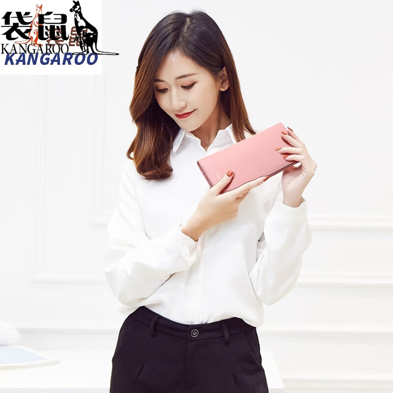 Kangaroo (KANGAROO) carefully selected quality wallet women's long genuine leather 2024 new student wallet small clear Korean head red (thick version)