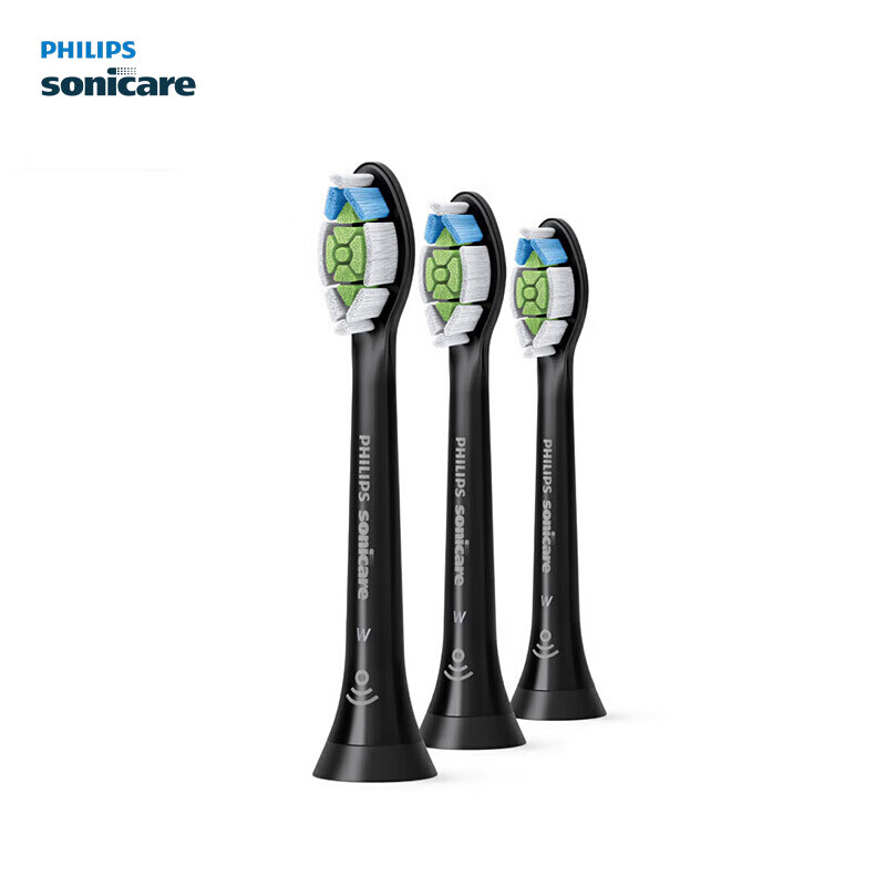 Philips (PHILIPS) electric toothbrush head official original adapter Diamond 3/7/9 series brush handle cleans gums and protects bright white European imported 3-piece HX6063/96 black