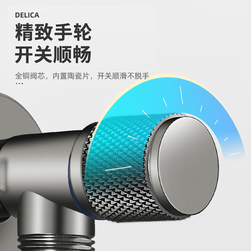 JOMOO New Gun Gray 304 Stainless Steel Thickened Triangular Valve Cold and Water Heater Water Stop Valve Full Copper Core Toilet Water Valve Switch Gun Gray 1 Pack - Free Raw Material Belt