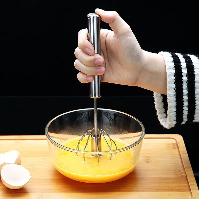 JIMANG semi-automatic 304 egg beater push-type design is suitable for small household manual mixing and whipping of cream, practical small semi-automatic egg beater