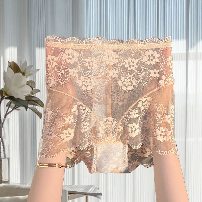 New high-waisted tummy-tightening butt-lifting corset panties for women, large size lace sexy thin mesh seamless body shaping panties black-224 L recommended 100-120 catties