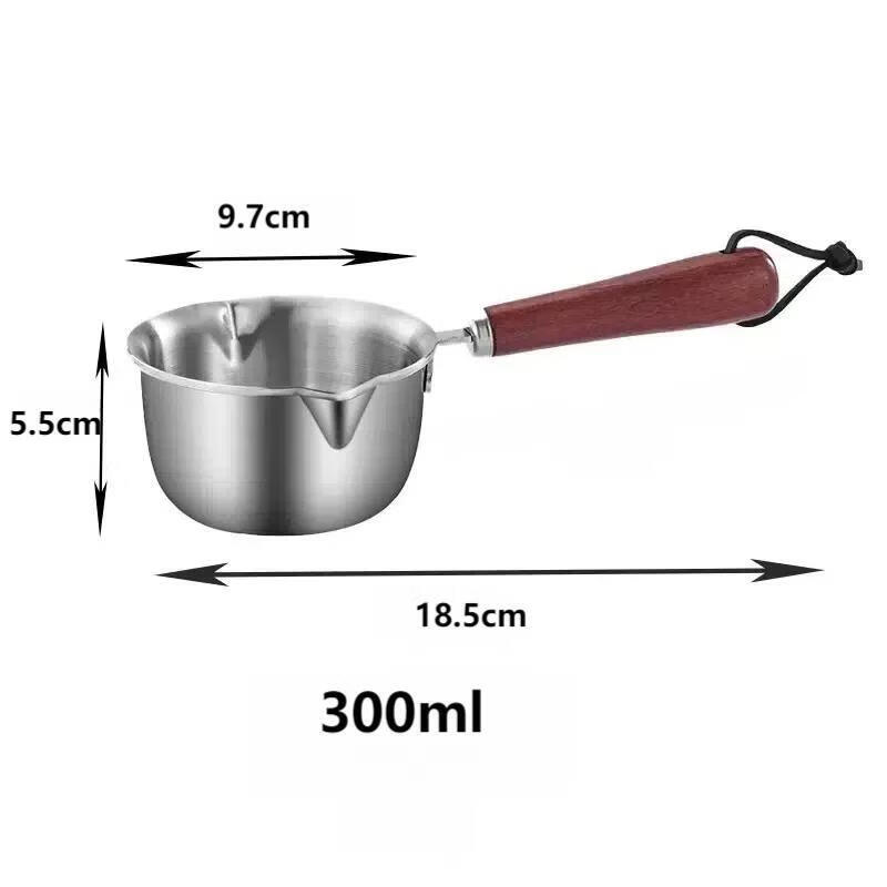 Household mini small milk pot, small pot, kitchen stainless steel hot oil pot, supplementary food pot, 300ml oil pot, 1 9.7cm