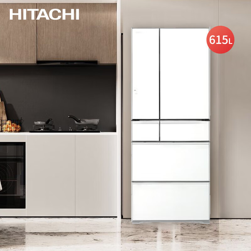 Hitachi multi-door refrigerator R-WX650KC 615L electric drawer automatic ice making vacuum preservation ice cold set crystal white