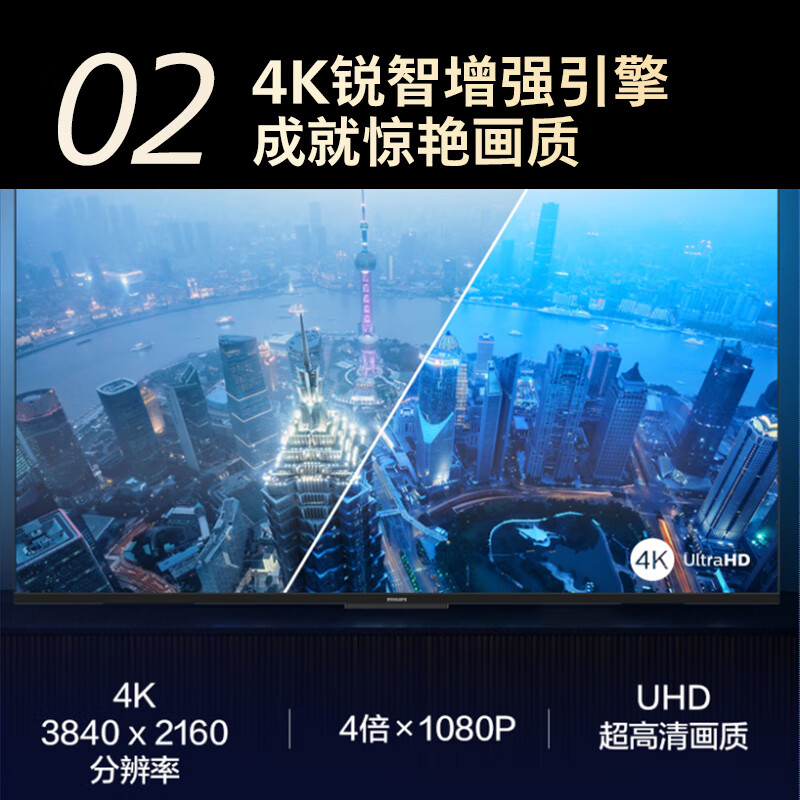 Philips (PHILIPS) 65-inch 4K ultra-high-definition smart full-screen high-frequency dimming eye protection far-field AI voice smart LCD flat-panel TV 65PUF7590/T3