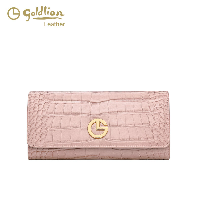 Goldlion women's bag 2025 hot fashion crocodile pattern wallet long women's handbag simple temperament women's wallet black