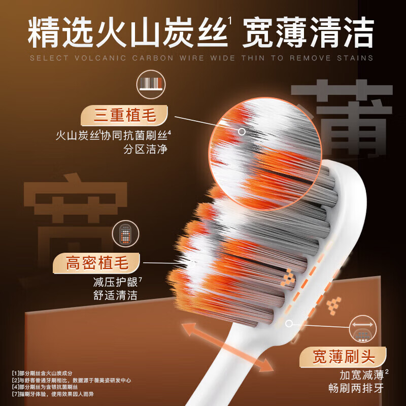 6 wide-head soft-bristled toothbrushes + 4 volcanic charcoal toothbrushes, new and old, random