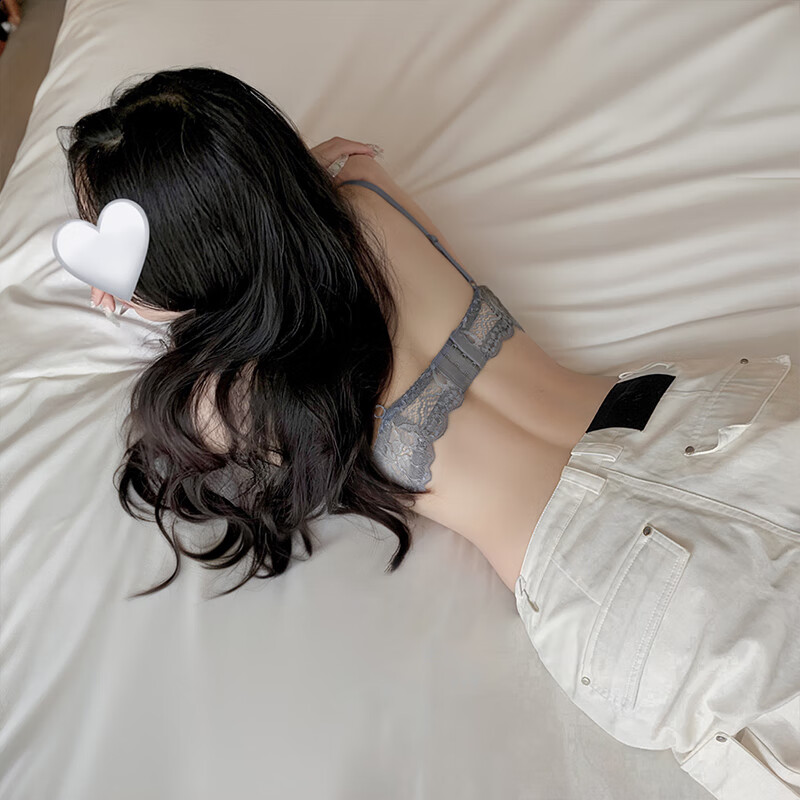 Victoria's style French sexy lace underwear for women with small breasts push-up thin half-cup large size bra set (it is recommended to go up one size gray suit 75B 34