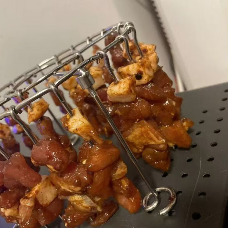 Enshousu 304 stainless steel barbecue grill round hanging skewer rack home kitchen outdoor 48 oven/air fryer universal barbecue grill 304 stainless steel without grill - 1 baking needle