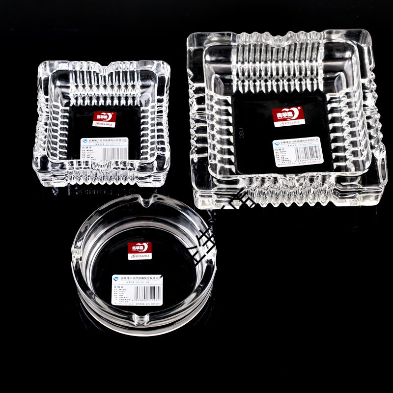 Green Apple (QINGPINGGUO) Green Apple Glass Ashtray Hotel Ashtray European Large Living Room Crystal Office Ashtray Diamond Large 190mm