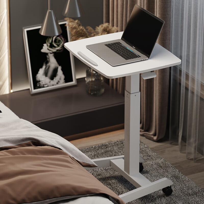 Brateck North Arc Bedside Table Pneumatic Lift Table Mobile Computer Table Desk Sofa Coffee Table Side Table Storage Rack K141 Upgraded Model丨Adjustable Table Board丨K151 White