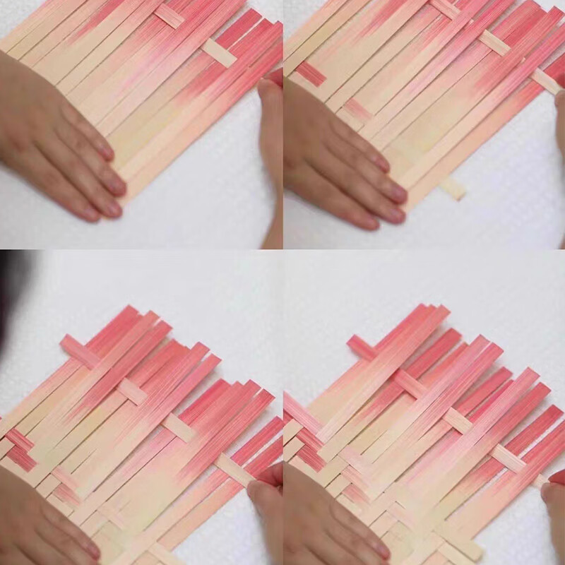 Kunsui soft bamboo strips woven bamboo decoration festival bamboo woven intangible cultural heritage bamboo basket student handmade diy material colorful bamboo strips pink gradient 30cm*0.85cm about 50 pieces