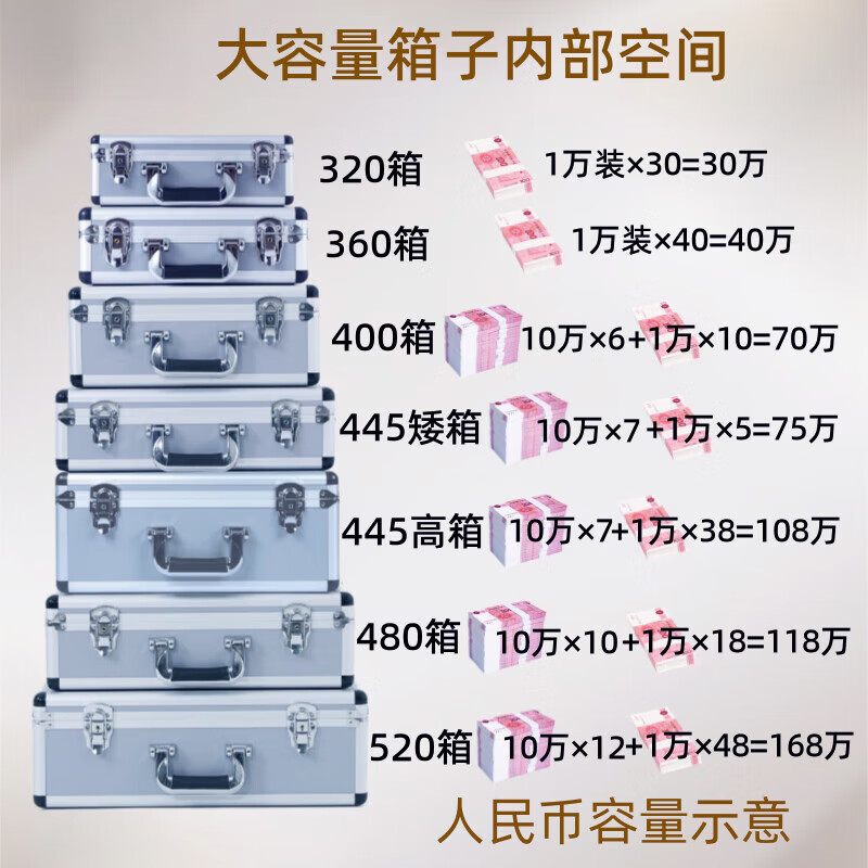 MDUG aluminum alloy suitcase aluminum box tool box sponge shockproof instrument protective box display box cash storage box custom 320 small round gray board box + buckle lock