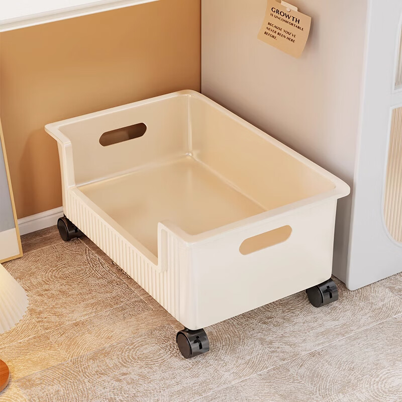 Under-desk book storage box classroom bag rack pulley removable book box student desktop book storage box bookshelf cream white 1 pack can be rotated 360