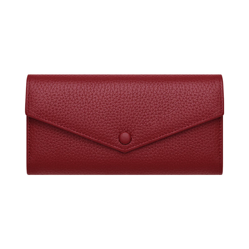 Kangaroo Wallet Women's Genuine Leather Long Style Simple 2024 New Soft Cowhide Clutch Exquisite Wallet Business Wallet Wine Burgundy (First Layer Cowhide) Anti-Theft Brush