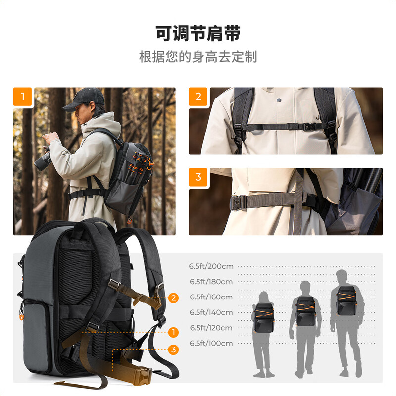 Zhuoer 25L capacity camera bag, large capacity mirrorless backpack, waterproof, professional backpack protection system, outdoor mountaineering men's and women's SLR camera bag, classic gray, post orders with courtesy丨December shopping spree, new flagship