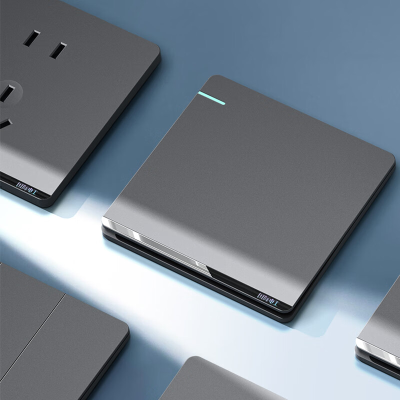 7M International Electrician Type 86 concealed ultra-thin switch socket panel skin-feel gray wall household two-three-plug five-hole USB wall plug