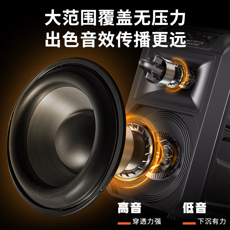 Sony Ericsson (soaiy) 12-inch square dance audio high-power portable outdoor heavy bass Bluetooth karaoke special high-volume mobile trolley speaker outdoor performance equipment dual microphone SA-T25