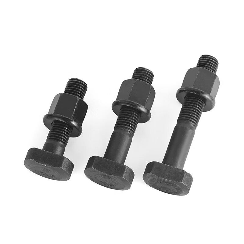JINGGONG Grade 10.9 High Strength Blackened T-type Pressure Plate Screw Nut Flange Nut Set T-type Bolt Flange Female Assemblage M18*250 Half Thread (1 Set) Grade 10.9