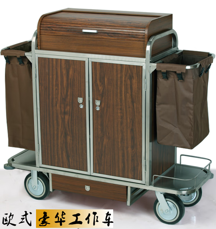 Wen Yijia Hotel Room Cleaning Trolley Stainless Steel Linen Cart Cleaning Car Room Cleaning Cart European Work Cart
