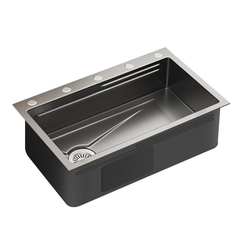 TOTO left drainage household sink 304 stainless steel under-counter washbasin millet honeycomb gun gray large single tank thickened 5MM left row C1-6845