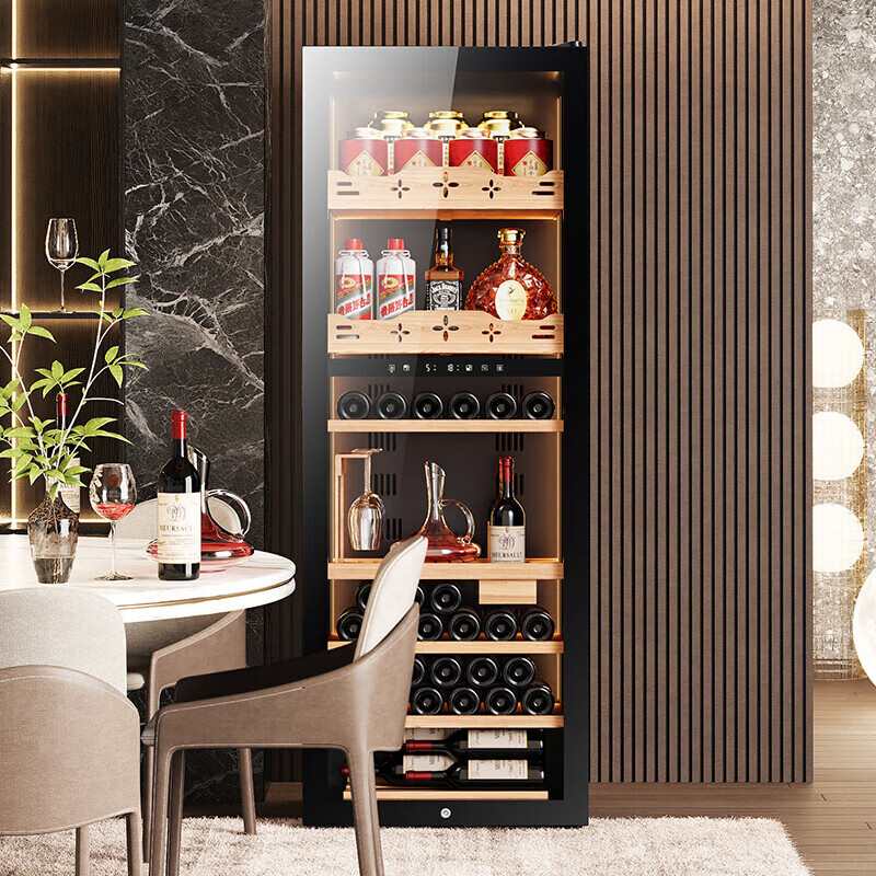 BAIKAILUN wine cabinet constant temperature wine cabinet air-cooled constant temperature moisturizing wine refrigerated storage display cabinet multi-functional household refrigerator sake beer cold bar foreign wine tea cabinet frequency conversion | dual temperature | multi-function | 30 bottles thin model