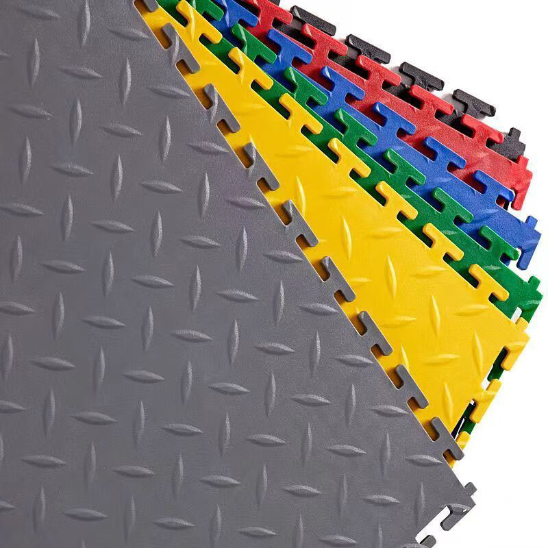 PVC industrial floor mats, automobile repair shop plastic splicing cover thickening, repair shop floor mats, new energy insulation workshop, 450*450*5.0mm thick round coin pattern