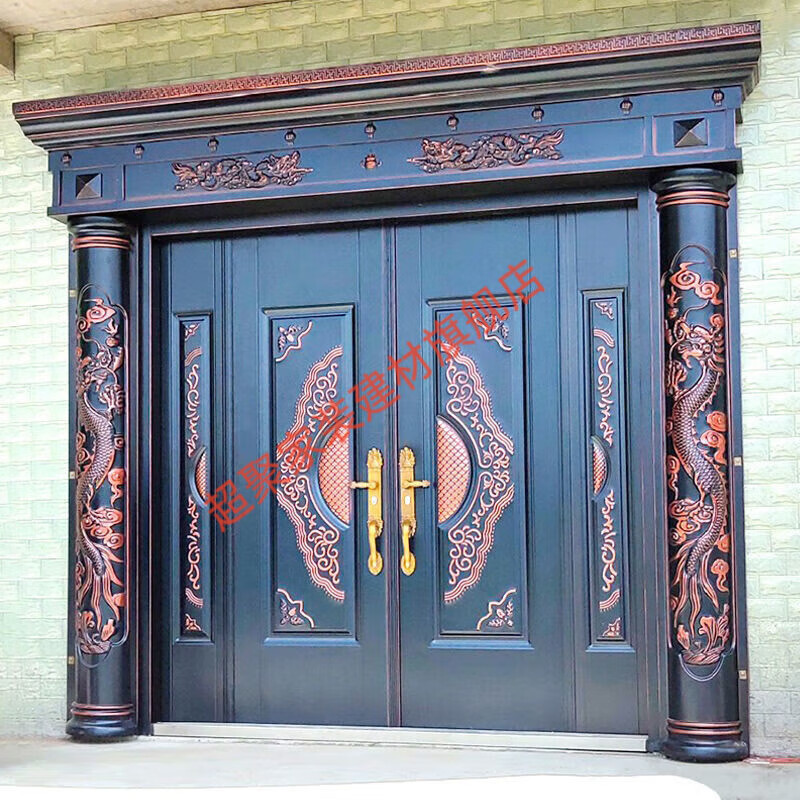 Meikejie villa door rural double door zinc alloy self-built house entrance door four-open double door luxury imitation copper door style one
