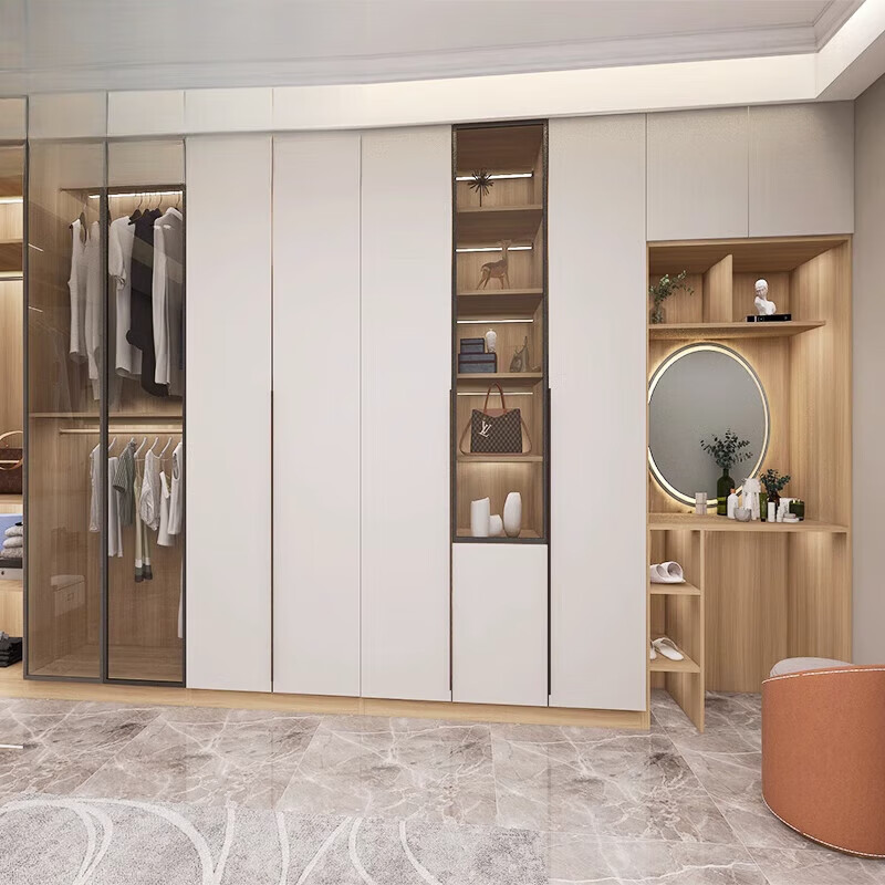 Hualeji Whole House Customized Wardrobe Simple Modern Walk-in Cloakroom Bedroom Wardrobe Solid Wood Furniture Factory Customized Assembly 1 Square Meter Daya/Lushuihe Solid Wood Particle Board ENF Grade