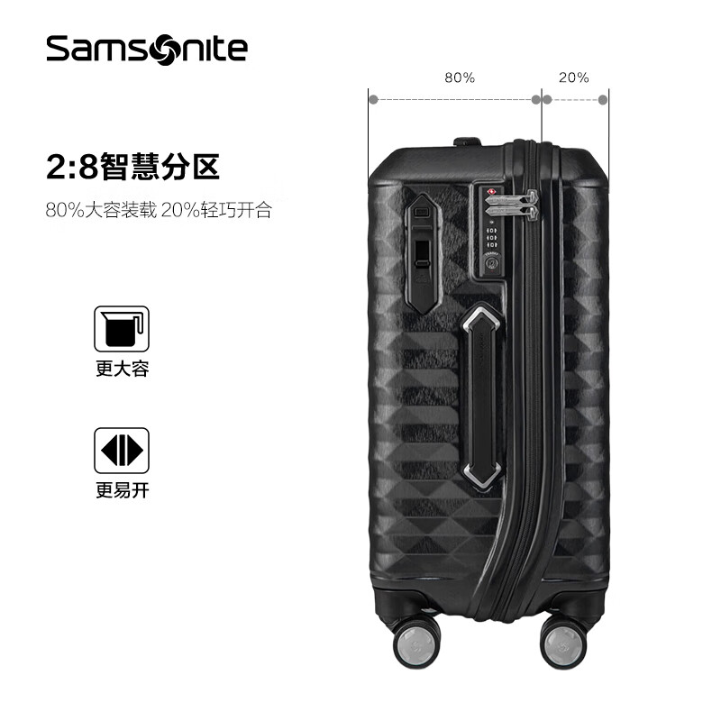 Samsonite high-value suitcase, sturdy, durable, large-capacity, fashionable suitcase, trolley suitcase, suitcase DX4, dark gray 20 inches